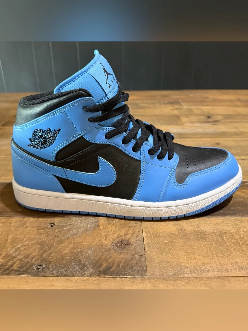 Jordan 1 Mid Blue and Black Men’s Sneakers